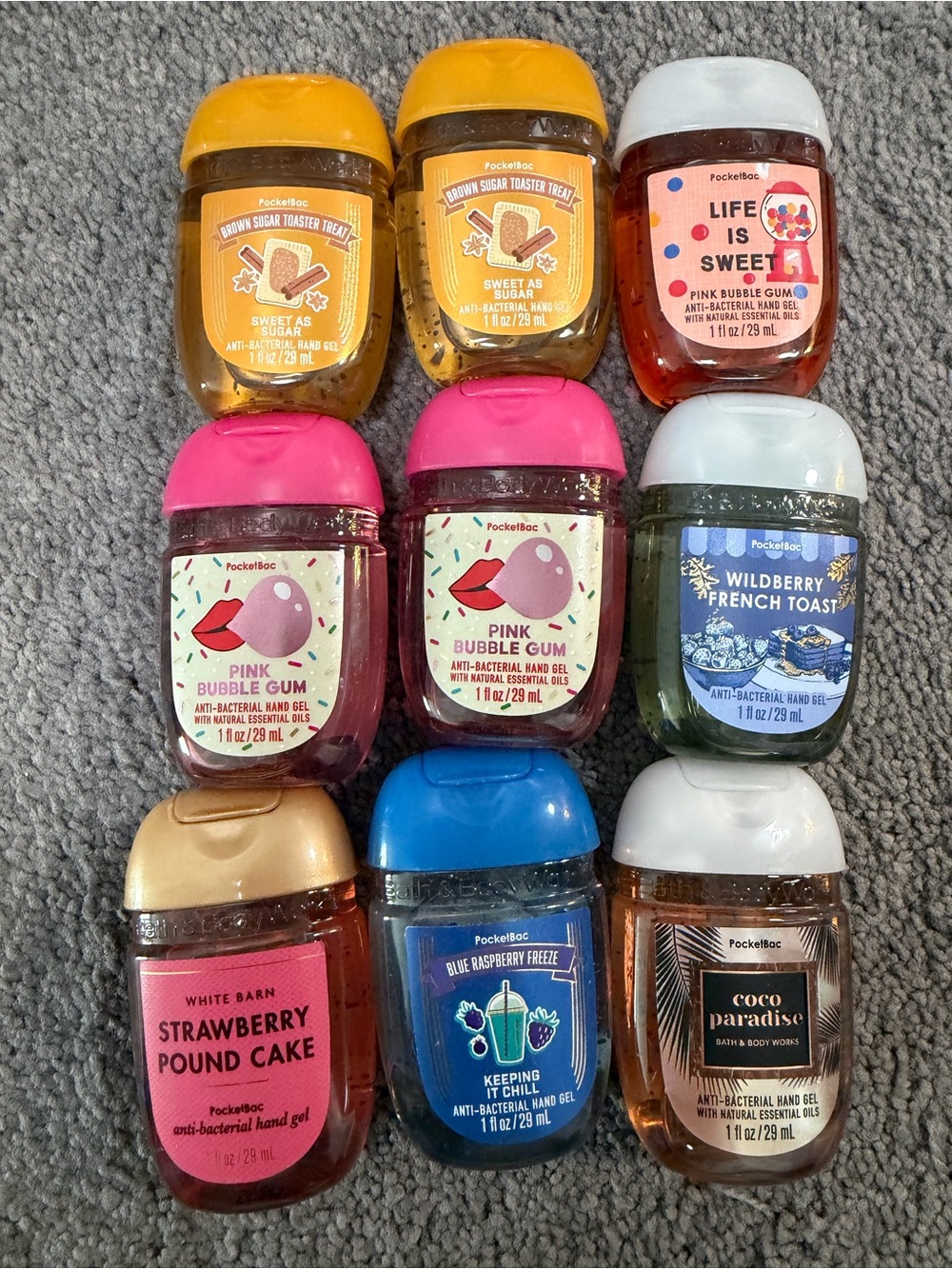 Bundle of 9 assorted Bath & Body Works Hand Sanitizers.